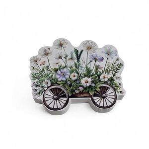 Hobby Lobby Floral Wheelbarrow Wall Decor in White, Green, Purple, Brown